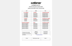 Calendrier école VTT 1er trimestre 2022