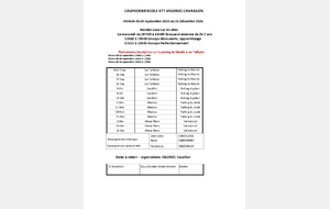 Calendrier école VTT 4ème trimestre 2026