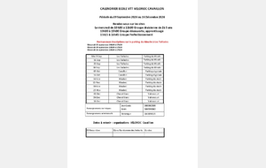 Calendrier école VTT 4ème trimestre 2026